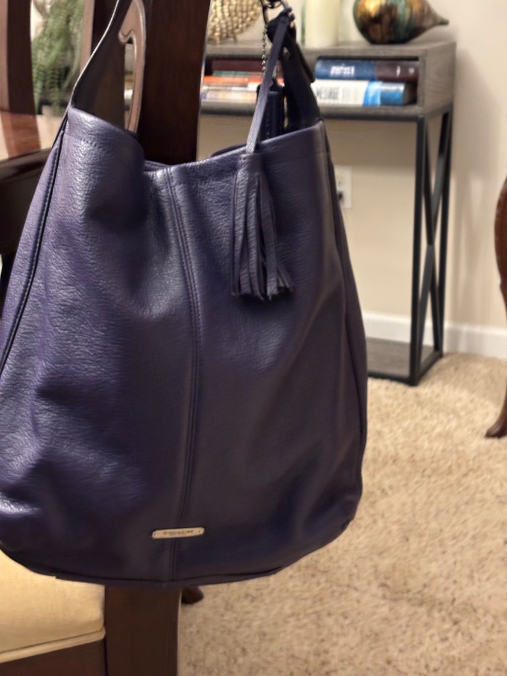 Coach Avery Pebbled Leather Shoulder Tote Hobo Satchel Bag #F23309 Purple - Picture 2 of 12